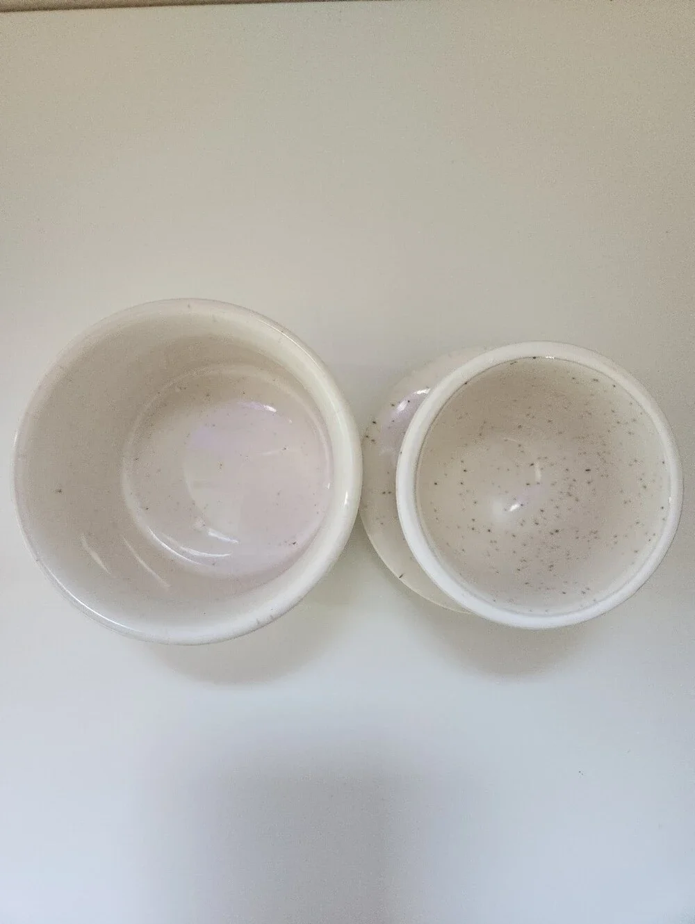 White Speckled Ceramic BUTTER Crock Farmhouse Kitchen Decor